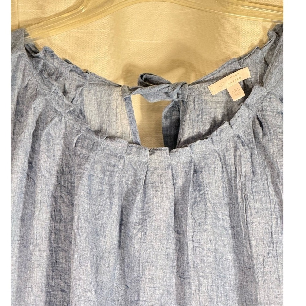 Laure Conrad light Blue Women's gauze Peasant Blouse size XXL tie back - Picture 3 of 5